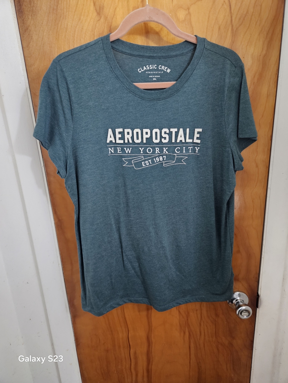 Aeropostale Womens Teal Crewneck Graphic Logo Tee